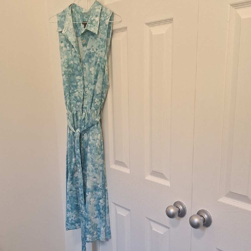 Talbots Sky Blue Patterned Midi Dress